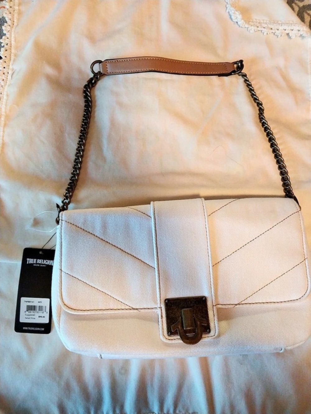 True Religion White Chain Shoulder Bag